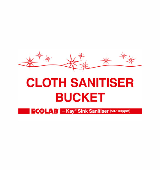 RED Cloth Sanitiser Bucket sticker - PHA003
