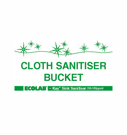 GREEN Cloth Sanitiser Bucket sticker - PHA113