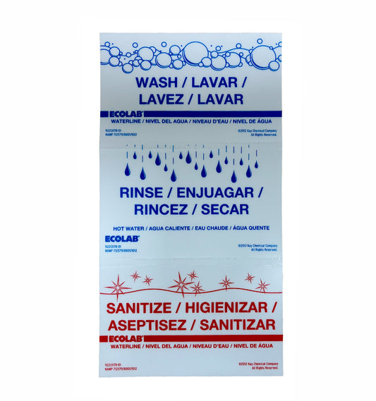 Wash / Rinse / Santize labels - PHA132