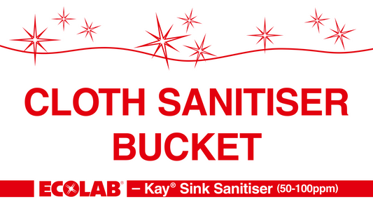 RED Cloth Sanitiser Bucket sticker