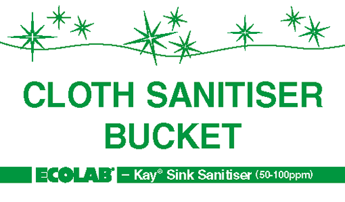 GREEN Cloth Sanitiser Bucket sticker